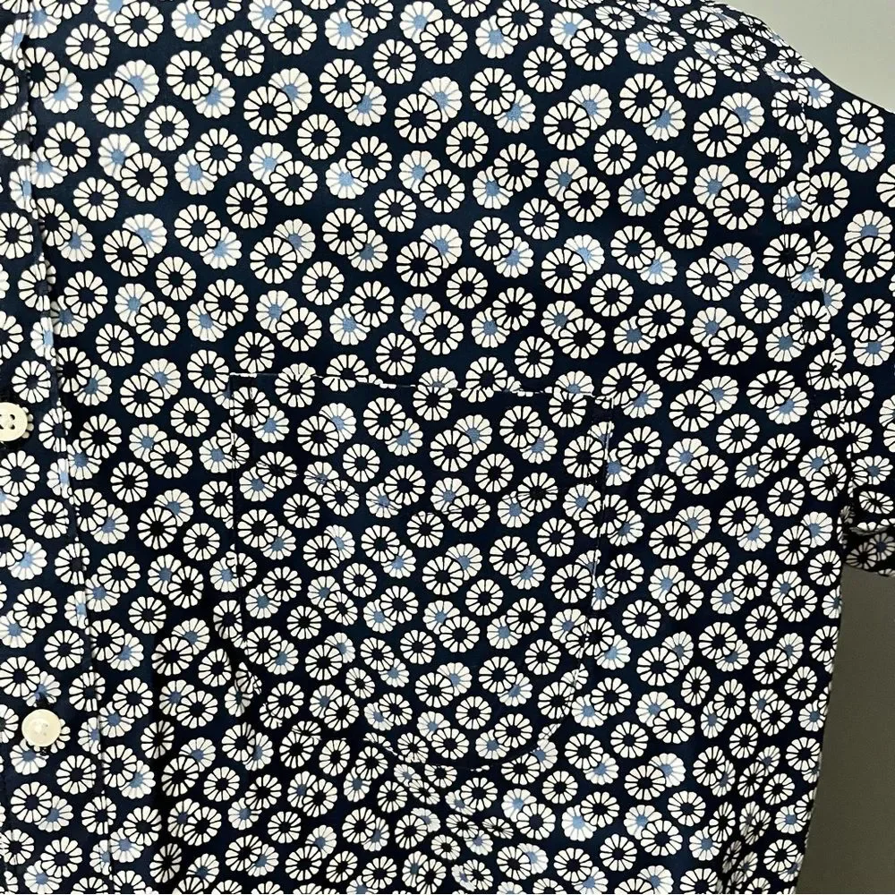 J. Crew Stretch Secret Wash Button Front Shirt in Floral Print Organic Cotton L